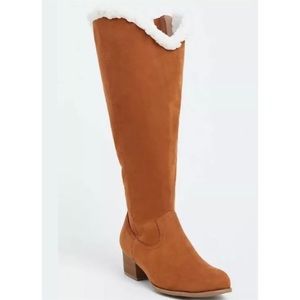 FAUX SUEDE SHEARLING KNEE-HIGH BOOT (WW)